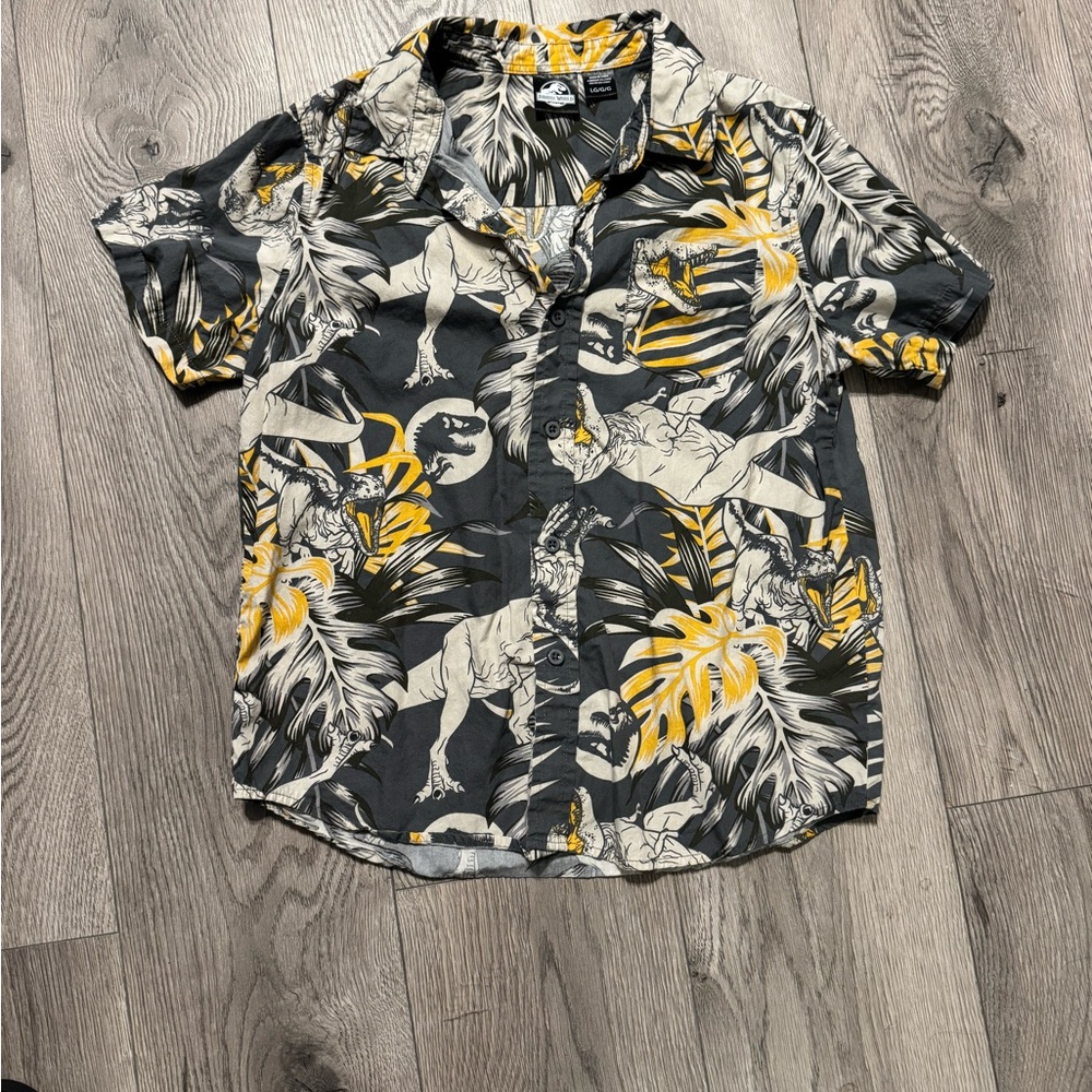 Jurassic Park kids button down vacation shirt